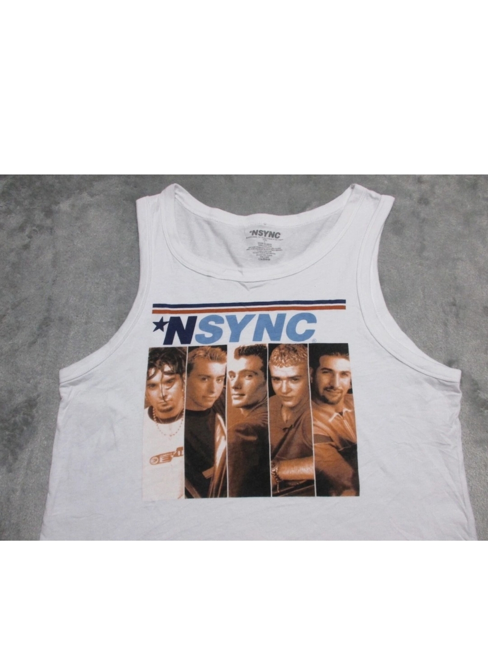 NSYNC Vtg Y2k Shirt Womens XL White Blue World Tour Rock Music Band Tank Top - Picture 4 of 7